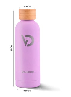 Generic Thermal Bottle 500ML Bamboo cap bottle Vacuum Insulated Water Bottle Double Layer Stainless Steel Sports Water Bottle Leak Proof Water Bottle for Office school and Gym Lavender 20oz  - Image 2