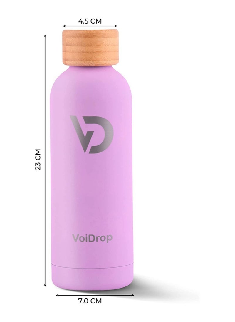 Generic - Thermal Bottle 500ML Bamboo cap bottle Vacuum Insulated Water Bottle Double Layer Stainless Steel Sports Water Bottle Leak Proof Water Bottle for Office school and Gym Lavender 20oz - Image 1