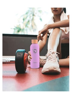 Generic Thermal Bottle 500ML Bamboo cap bottle Vacuum Insulated Water Bottle Double Layer Stainless Steel Sports Water Bottle Leak Proof Water Bottle for Office school and Gym Lavender 20oz  - Image 5