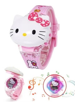 Hello Kitty Hello Kitty Cartoon Children's Watch, Children's Watch Toy with Light Effect, Kids Electronic Watch with Music, Flip-top Cartoon Watch for Kids  - Image 1