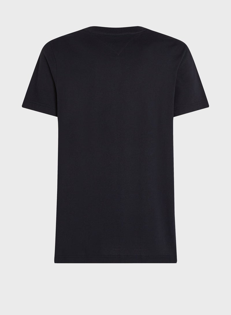 تومي هيلفيغر تيشيرت بقصة عادية مع لوحة بشعار - Image 5