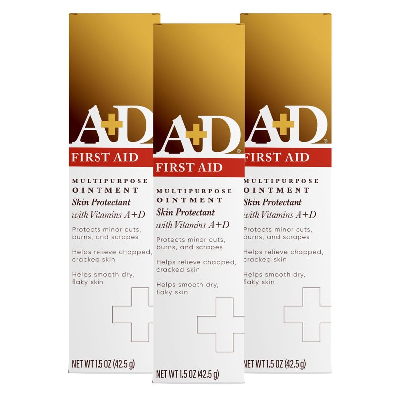 AD First Aid Ointment Multipurpose Dry Skin Moisturizer and Skin Protectant 15 Oz Pack of 3