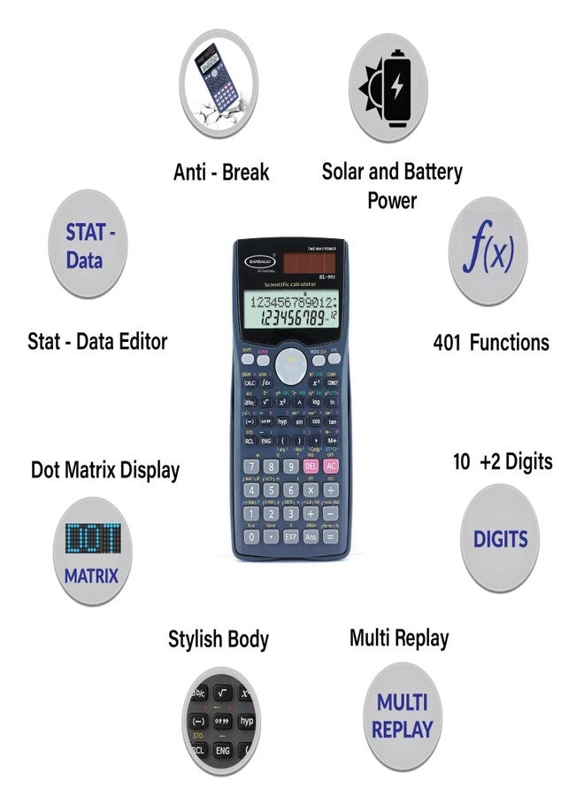 Bambalio BL-991MS 401 Functions and 2 Line LCD Display Scientific Calculator 3 Years Warranty - Image 3