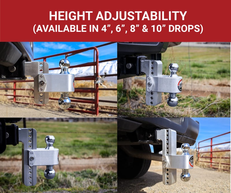 Weigh Safe 180-Degree Trailer Hitch - Adjustable Trailer Hitch for Towing - Compatible with 2.5" Receivers - 10" Drop, Chrome-Plated Tow Balls, 18,500 GTW, 2-Piece Lock Set - Image 2