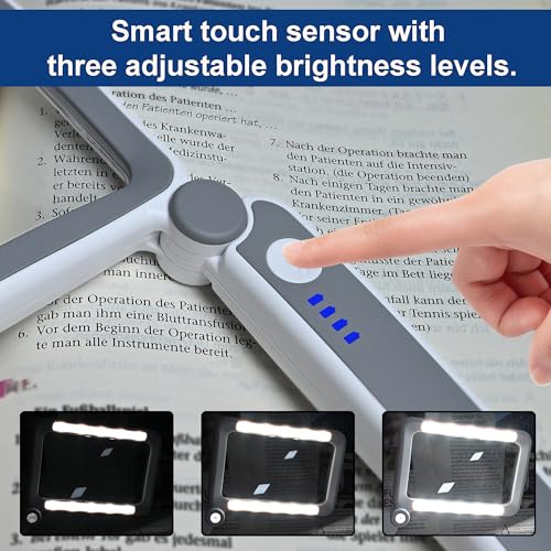 Techshare Rechargeable LED Magnifying Glass for Reading Books, Bible & Small Print, 4X Optical-Grade Rectangular Lens with 3 Adjustable Brightness Levels, USB-C Foldable Magnifier Gift for Seniors, Low Vision - Image 5