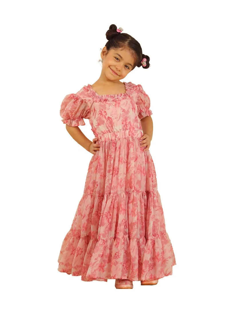 Luxe & Hardy Girl Charm Long Flared Tiered Dress