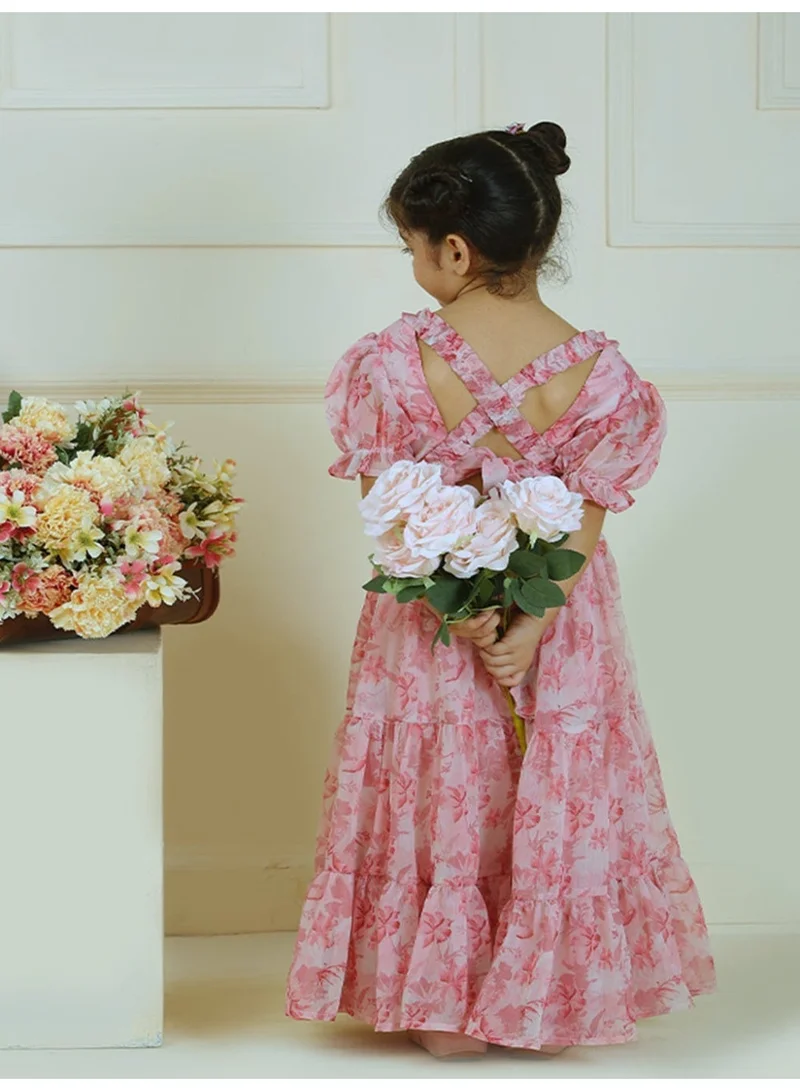 Luxe & Hardy Girl Charm Long Flared Tiered Dress