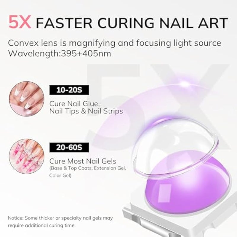لافيندا مصباح يدوي بالاشعة فوق البنفسجية للاظافر الجل، مصباح اظافر صغير محمول لاسلكي قابل لاعادة الشحن، مصباح LED بالاشعة فوق البنفسجية لتجفيف الاظافر بسرعة مع منفذ USB للمنزل والمانيكير بنفسك - Image 2
