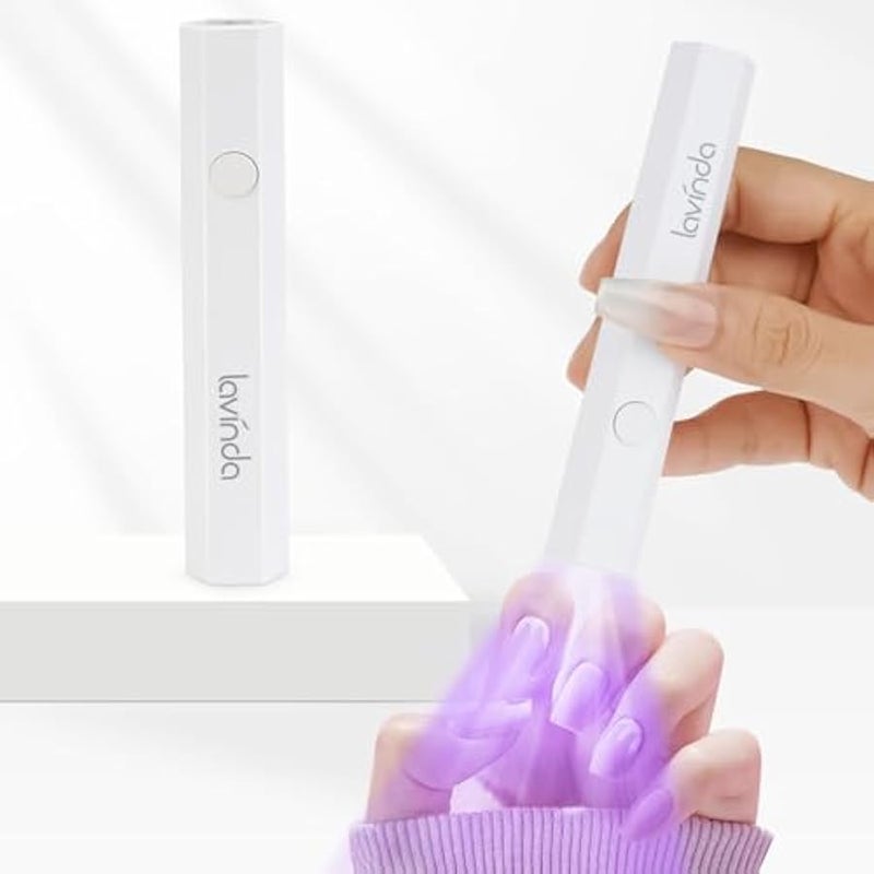 لافيندا مصباح يدوي بالاشعة فوق البنفسجية للاظافر الجل، مصباح اظافر صغير محمول لاسلكي قابل لاعادة الشحن، مصباح LED بالاشعة فوق البنفسجية لتجفيف الاظافر بسرعة مع منفذ USB للمنزل والمانيكير بنفسك - Image 1