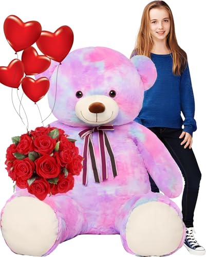 Tezituor Big Teddy Bear52 Giant Stuffed Animal PlushRainbow Purple Soft Plush Toys Gifts for Valentine Christmas Birthday - Image 1