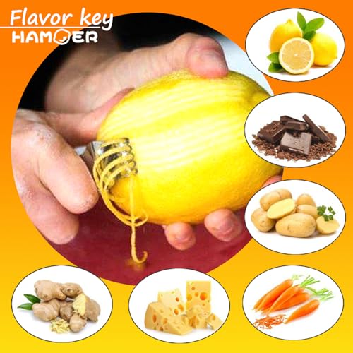 HAMOER Lemon Zester Tool with Channel Knife Citrus Twist Making Tool Ergonomic Curved Handle Gold-Black - Image 4