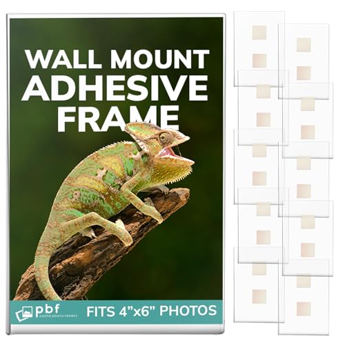 pbf 4x6 Wall Mount Picture Frames  Adhesive 4 x 6 Clear Acrylic Frames  No Hole No Drilling Wall Mounted Photo Holders for Locker Photo Board Art Display Sign Holder 10Pack