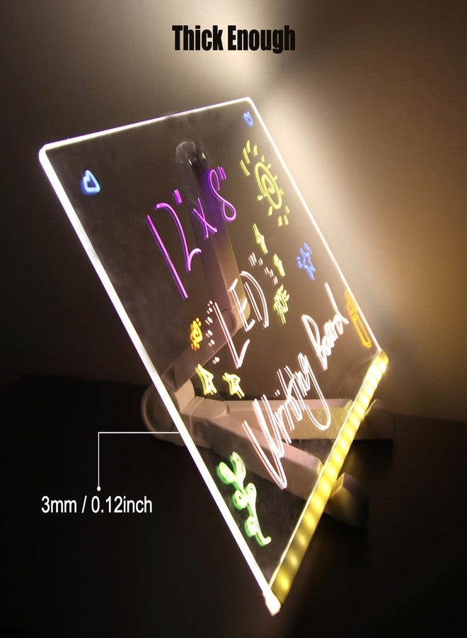Gihunk LED Note Board with Colors, Acrylic Dry Erase Board with Light and Stand, Glow Memo Letter Board Note Glass Led White Board with 7 Pen for Office School Home - Image 4