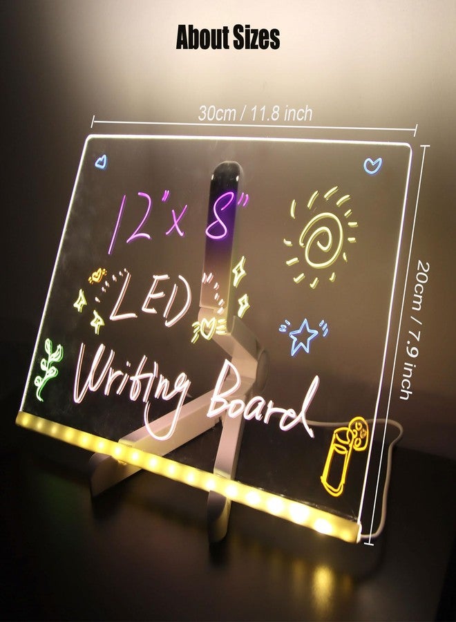 Gihunk LED Note Board with Colors, Acrylic Dry Erase Board with Light and Stand, Glow Memo Letter Board Note Glass Led White Board with 7 Pen for Office School Home - Image 5
