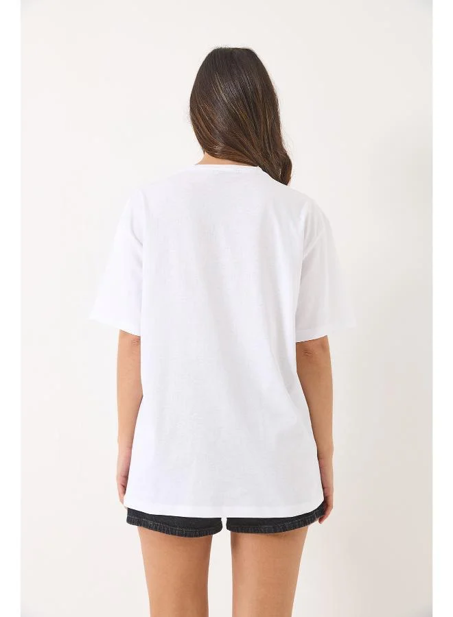 جينجر تيشيرت بياقة دائرية مزين بالكريستال