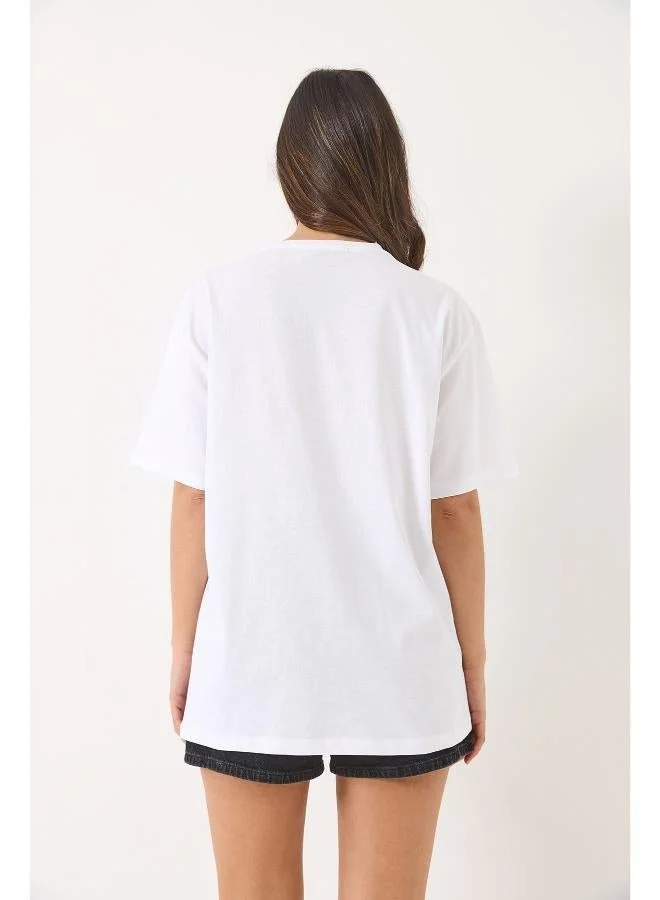 جينجر تيشيرت بياقة دائرية مزين بالكريستال