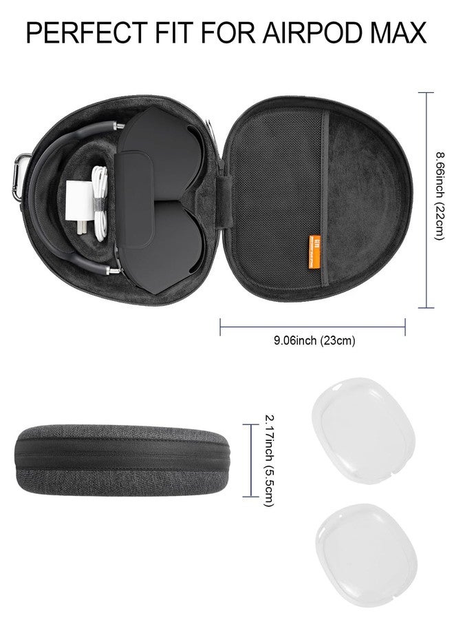 GEVO Travel Case for Apple AirPods Max - Portable Hard Carrying Bag with TPU Case Cover for Air Pod Max Headphones - Protective Kit Support Sleep Mode (Dark Gray) - Image 5