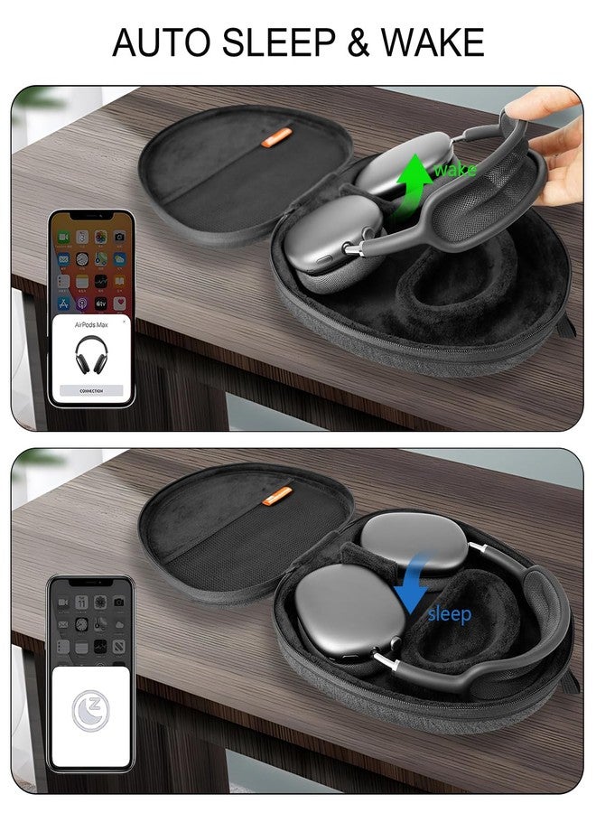 GEVO Travel Case for Apple AirPods Max - Portable Hard Carrying Bag with TPU Case Cover for Air Pod Max Headphones - Protective Kit Support Sleep Mode (Dark Gray) - Image 2