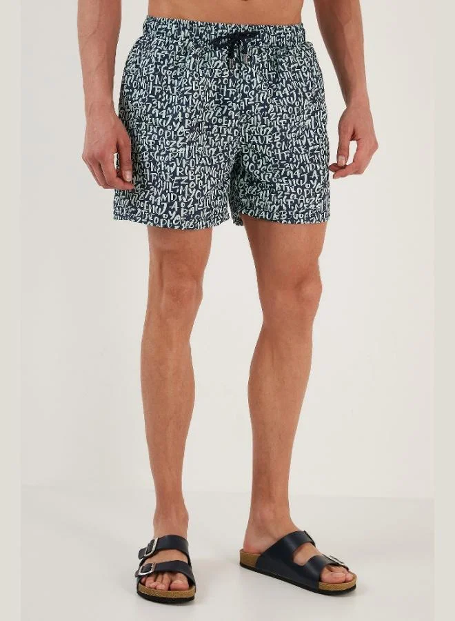 Buratti  Buratti Text Printed Swim Shorts Waist-Tied Swimsuit with Pockets Men's Swimwear Short 380M816 for Men | Best Price UAE