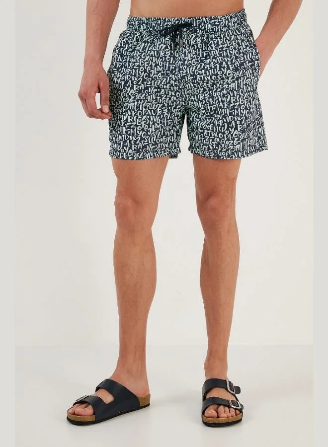 Buratti  Buratti Text Printed Swim Shorts Waist-Tied Swimsuit with Pockets Men's Swimwear Short 380M816 for Men | Best Price UAE
