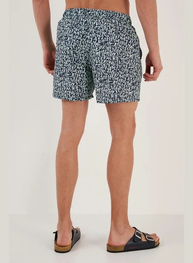 Buratti  Buratti Text Printed Swim Shorts Waist-Tied Swimsuit with Pockets Men's Swimwear Short 380M816 for Men | Best Price UAE