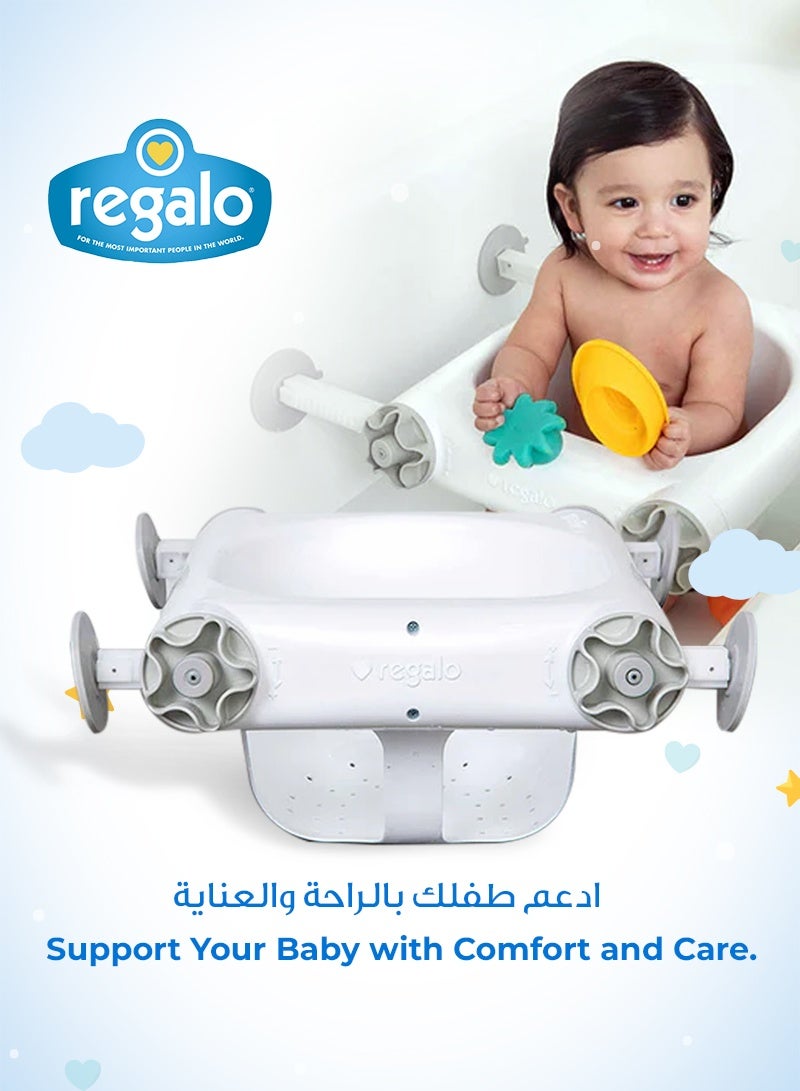 ريجالو كرسي استحمام للأطفال | دعم آمن ومريح للرضع أثناء الاستحمام | أكواب شفط لتثبيت الكرسي | سهل التنظيف | يناسب الأحواض ذات الحجم القياسي | ١٦٫٢×١٦٫٢×٧٫٧ سم - Image 2