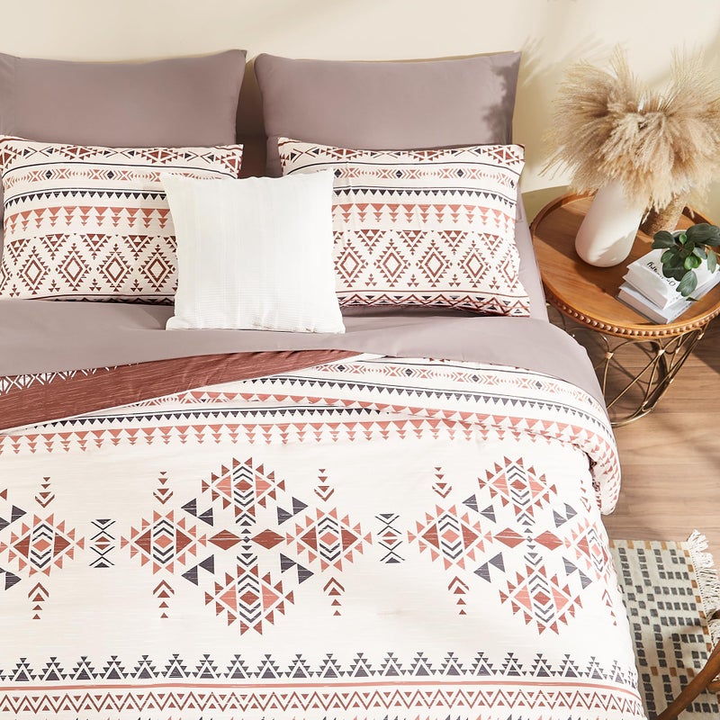 Geniospin King Size Comforter Set- 7 Pieces Boho Bed in a Bag, Western Bedding Set for All Seasons, Reversible Aztec Bedding, Lightweight Comforter Bed Set with Sheets, Pillowcases & Shams - Image 5