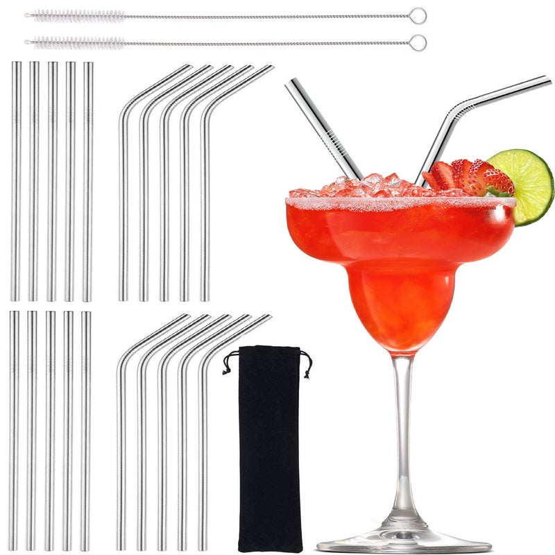 BGMAXimum Reusable Metal Straws 20 Pack 7inch Short Stainless Steel Drinking Straws FoodGrade Portable Straw Straws with Carry Case for Party Outdoor Cocktails Travel Kid 