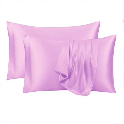 RAGGLE Set of 2 Satin Silk Pillowcase for Hair and Skin Standard Size 18"X 28" with Soft Breathable Smooth Cooling Pillow Covers for Sleeping or Pillow Protector (2, Rose Tupe) - Image 1