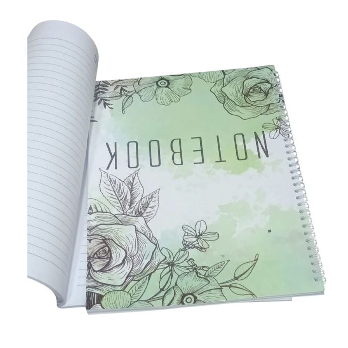 Extra Line University Notebook Spiral Ruled 100 Sheets Green Tree Design Coated Cover A4