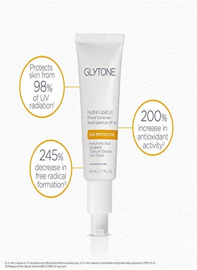 Glytone Hydra Lipid Uv Mineral Sunscreen Broad Spectrum Spf 40+, Hyaluronic Acid, Squalane, 1.7 Fl. Oz.  - Image 4