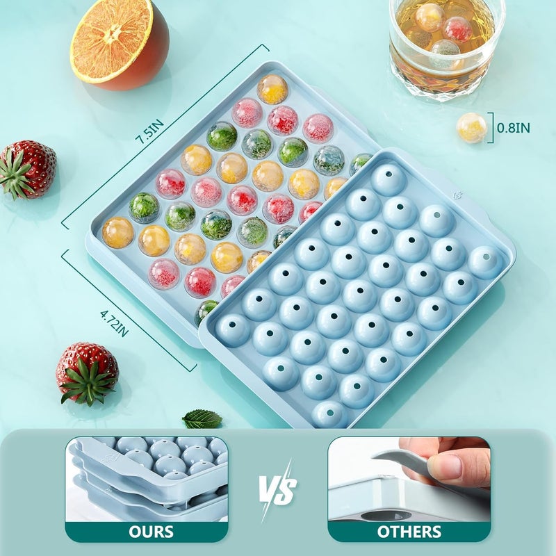 jaexest 3 Pack Ice Trays for Freezer, 99 PCS Ice Cube Tray with Lid and Bin, Round Ice Cube Trays for Freezer, Circle Ice Cube Tray for Chilling Drinks - Image 2