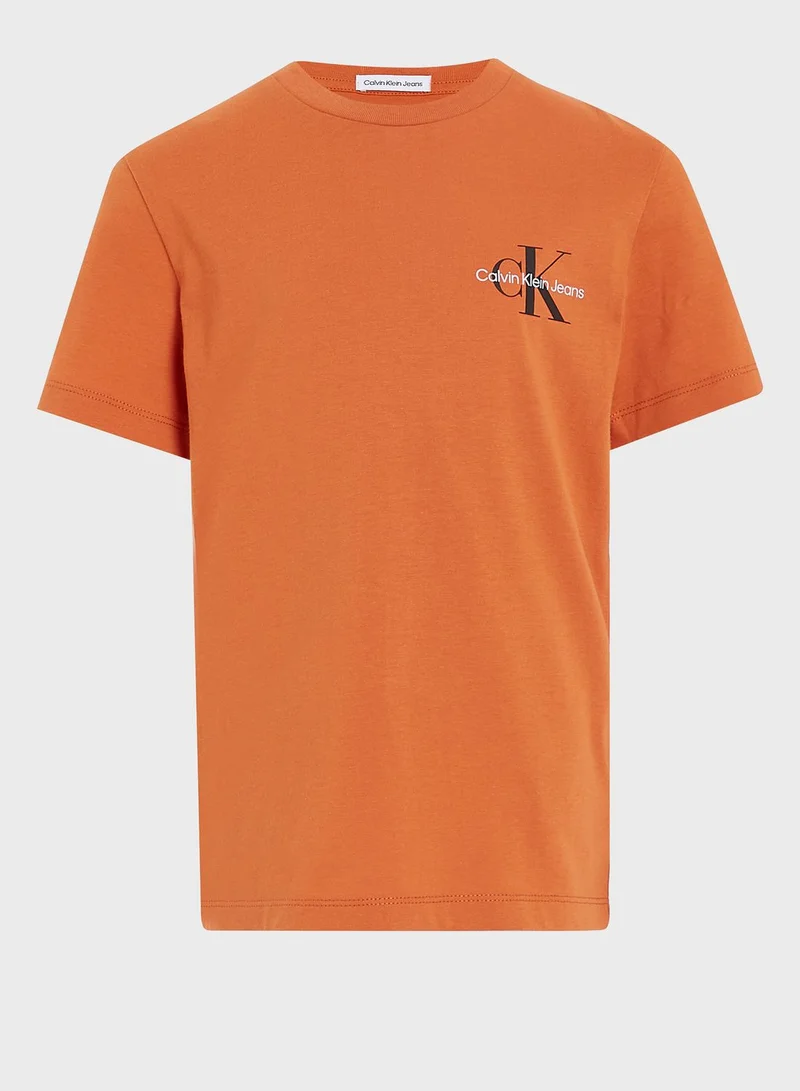 كالفن كلاين جينز تيشيرت بفتحة رقبة دائرية للأطفال