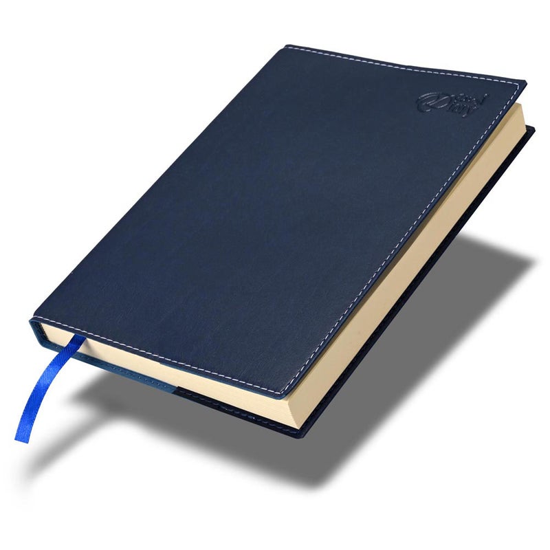 FIS 2026 A5 Diary, 148x210mm, Soft Jacket Italian PU Cover with Sewing, 1 Day Page Format, 384 Pages, Arabic/English, 70gsm Italian Ivory Paper, Blue Cover - FSDI17AE26BL - Image 1