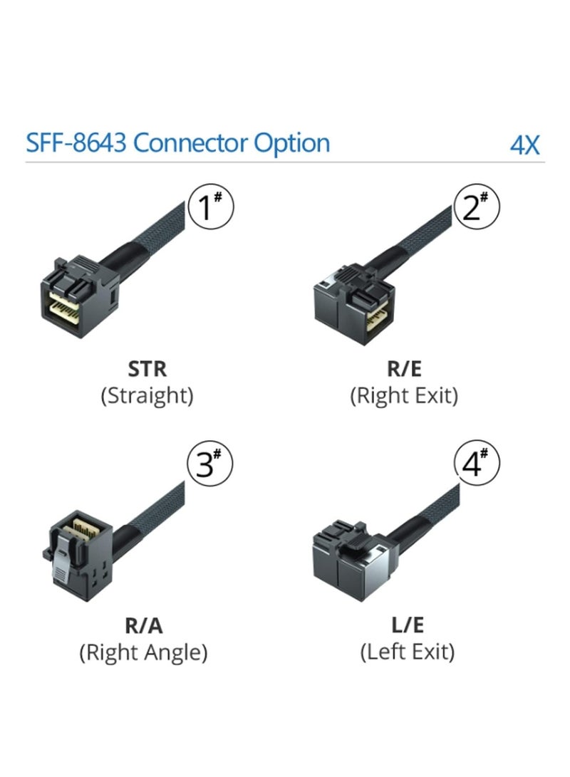 Green Tiger Mini-SAS Cable SFF-8643 to U.2 SFF-8639 NVMe SSD Cable SATA 15 Pin Power Male Cable 0.5m Mini-SAS High Speed Line, PCIe 4.0, 85 Ohm - Image 1