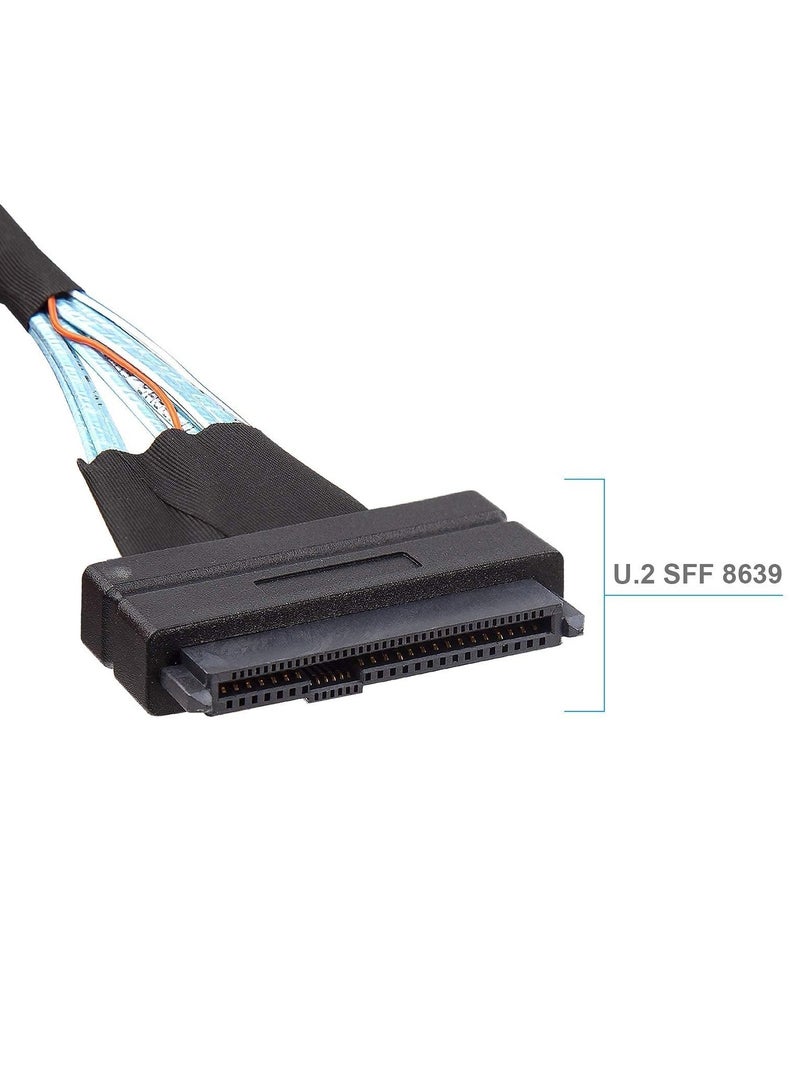 Green Tiger Mini-SAS Cable SFF-8643 to U.2 SFF-8639 NVMe SSD Cable SATA 15 Pin Power Male Cable 0.5m Mini-SAS High Speed Line, PCIe 4.0, 85 Ohm - Image 2
