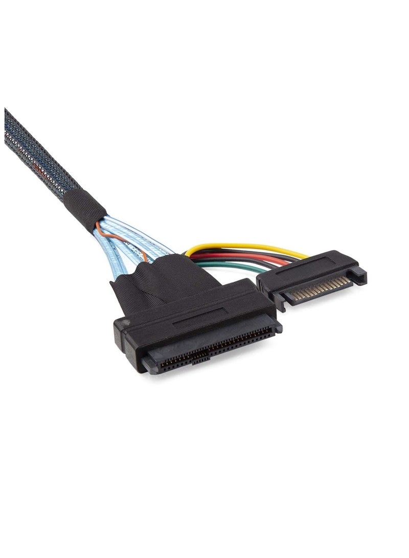 Green Tiger Mini-SAS Cable SFF-8643 to U.2 SFF-8639 NVMe SSD Cable SATA 15 Pin Power Male Cable 0.5m Mini-SAS High Speed Line, PCIe 4.0, 85 Ohm - Image 3