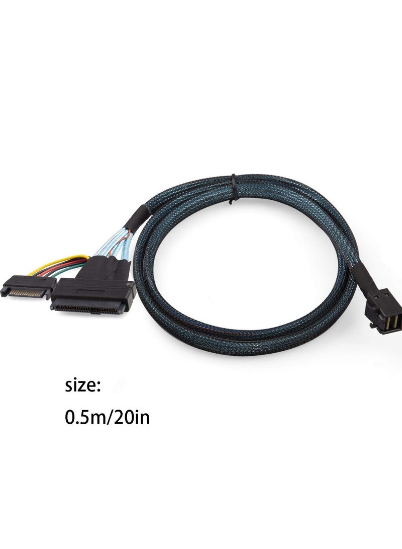 Green Tiger Mini-SAS Cable SFF-8643 to U.2 SFF-8639 NVMe SSD Cable SATA 15 Pin Power Male Cable 0.5m Mini-SAS High Speed Line, PCIe 4.0, 85 Ohm - Image 4