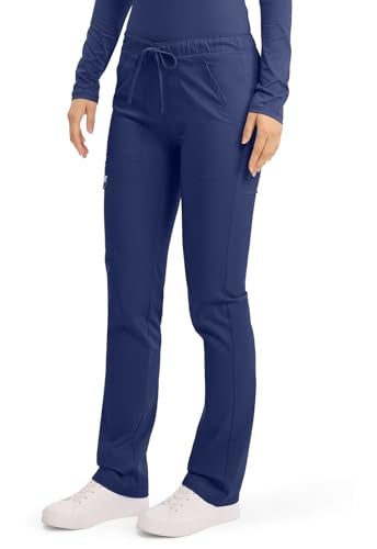 Cherokee Unisex Scrub Pants for Men & Women Tapered Leg Drawstring 4 Pocket Medical Uniform Easy Care 2-Way Stretch - WW020, M Tall, Navy - Image 3