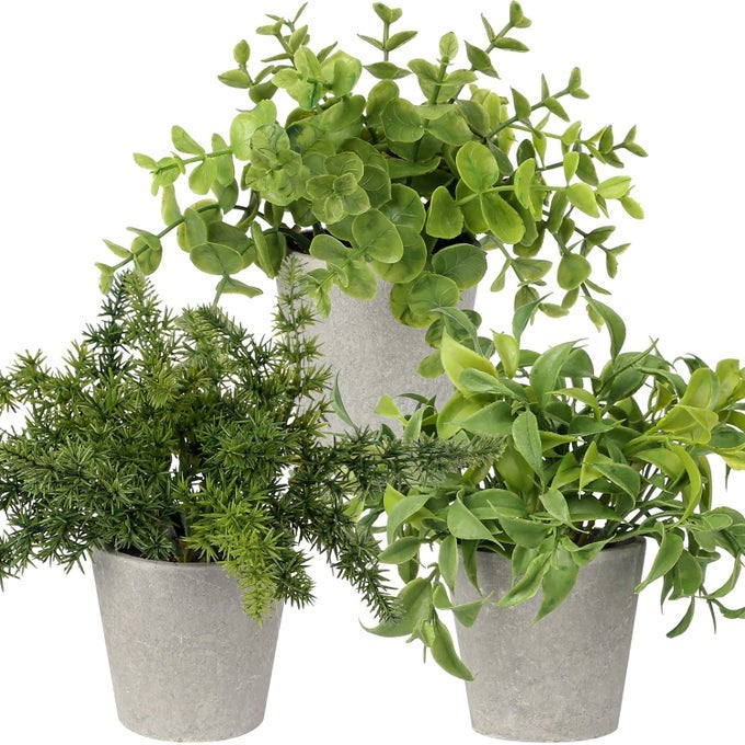 3PCS FAKE PLANTS POTTED ARTIFICIAL PLANTS GREENERY FAUX FERN EUCALYPTUS DCOR PLANT FOR INDOOR HOME OFFICE BATHROOM HARMHOUSE DECORATION