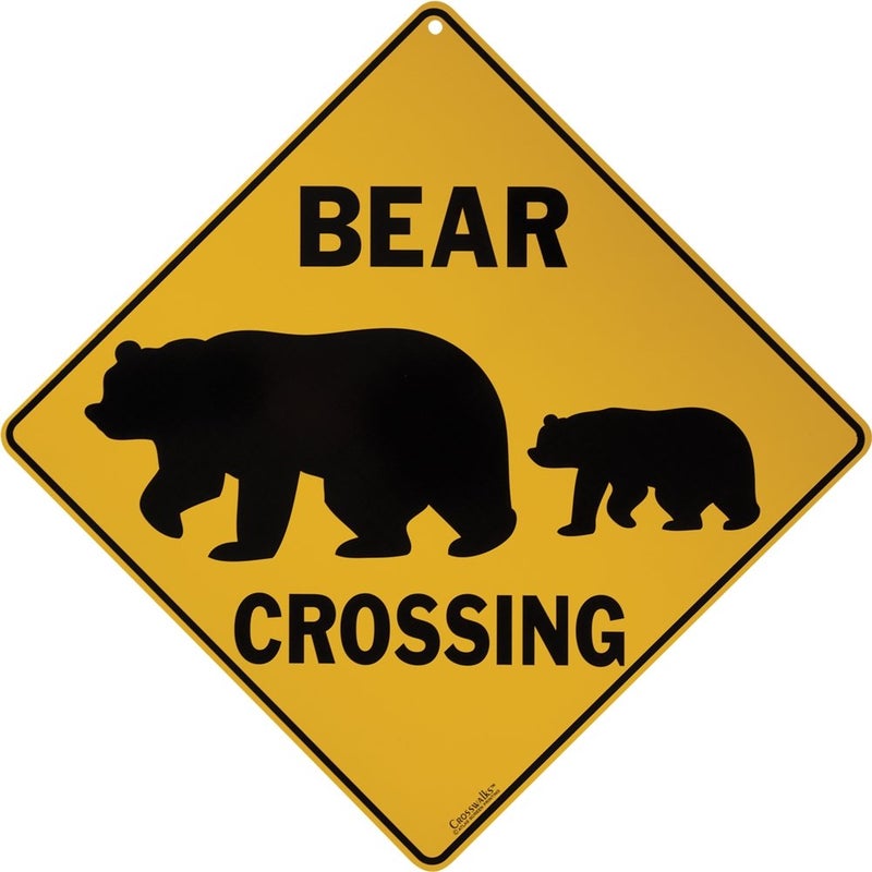 CROSSWALKS Bear Silhouette Crossing 12"" X 12"" Aluminum Sign (X210)