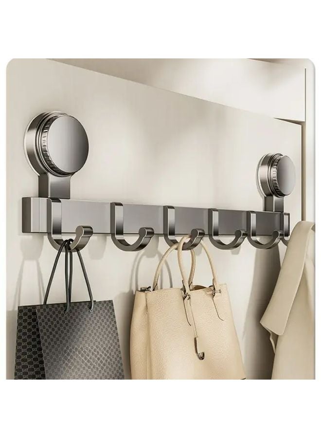 6 خطافات حائطية مثبتة بالشفاط باللون الرمادي الفضي تركيب بدون حفر توفير للمساحة - Image 2