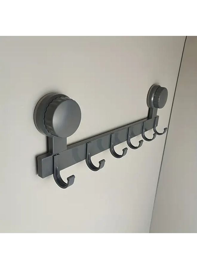 6 خطافات حائطية مثبتة بالشفاط باللون الرمادي الفضي تركيب بدون حفر توفير للمساحة - Image 5