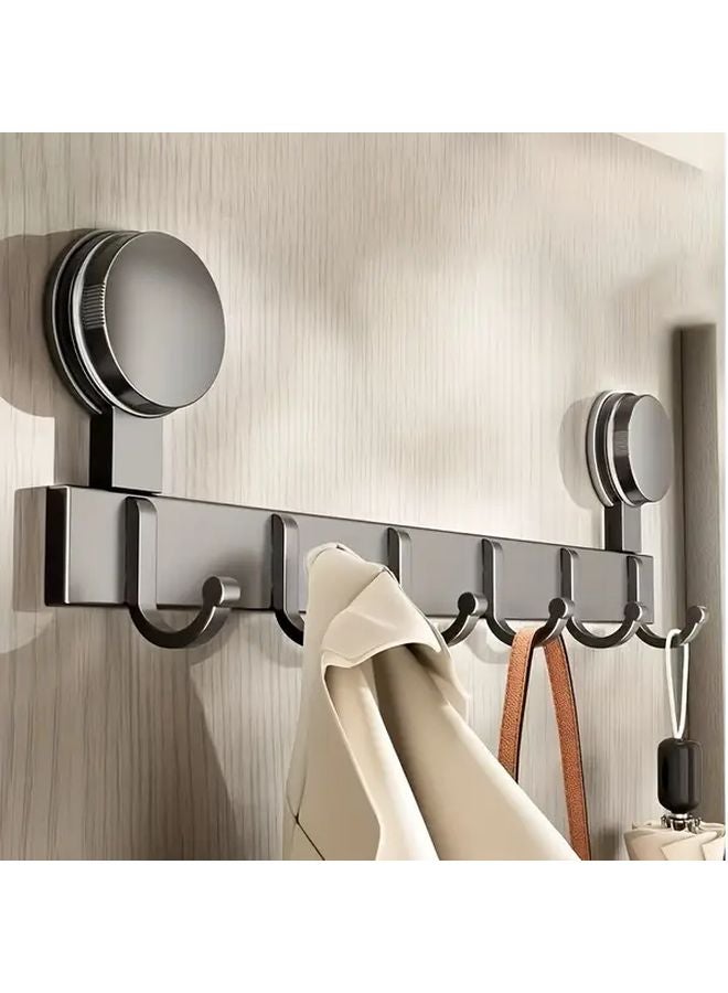 6 خطافات حائطية مثبتة بالشفاط باللون الرمادي الفضي تركيب بدون حفر توفير للمساحة - Image 4