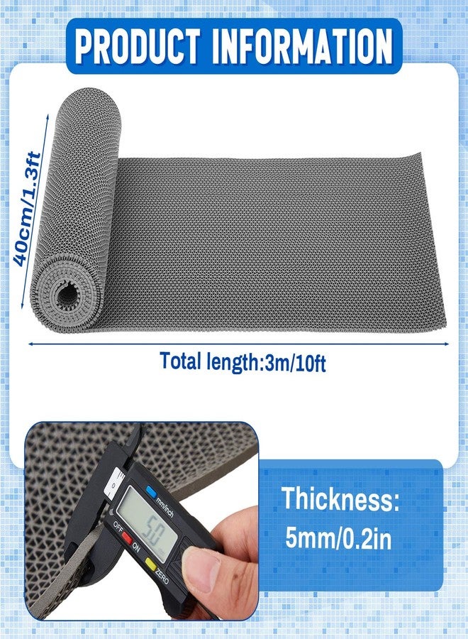 Tinideya 1.3x10 ft Non‑Slip Pool Drainage Floor Mat, Commercial & Indoor Wet Area Anti‑Slip PVC Water Drainage Mat, Cut‑to‑fit Pool, Bathroom, Garage PVC Mesh Flooring, Grey - Image 2