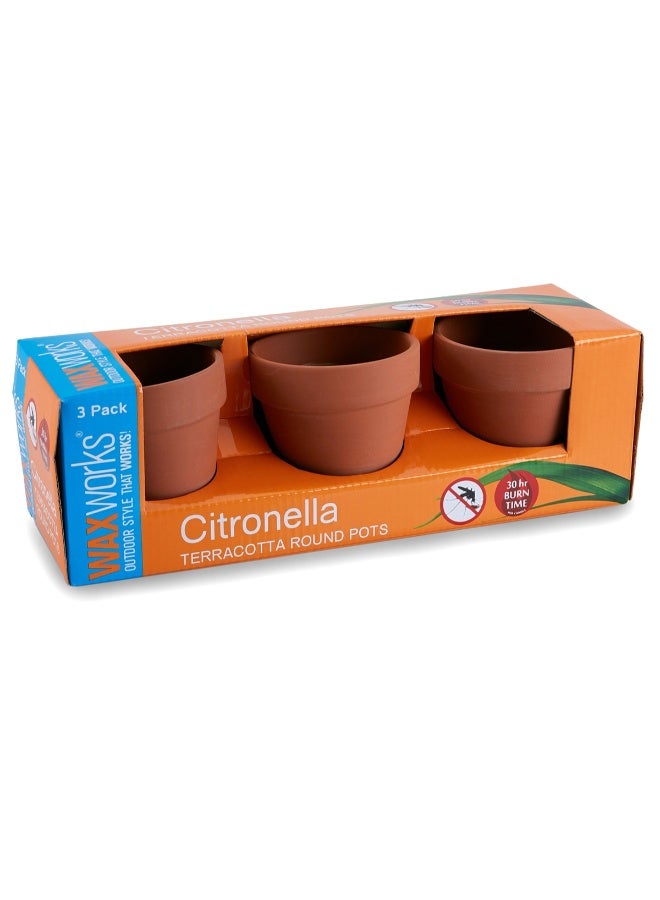 Waxworks Terracotta Citronella Round Pots (9.5 x 9 cm, Pack of 3) - Image 2