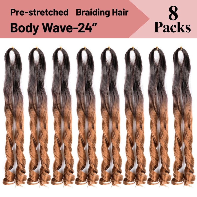 Luoyudu French Curly Braiding Hair,24 Inch #T4/30 Loose Wavy 8 Pack Bouncy French Curl Braiding Hair Extensions 75g/Pack Synthetic Crochet Hair Extensions (T4/30,8Pack) - Image 4