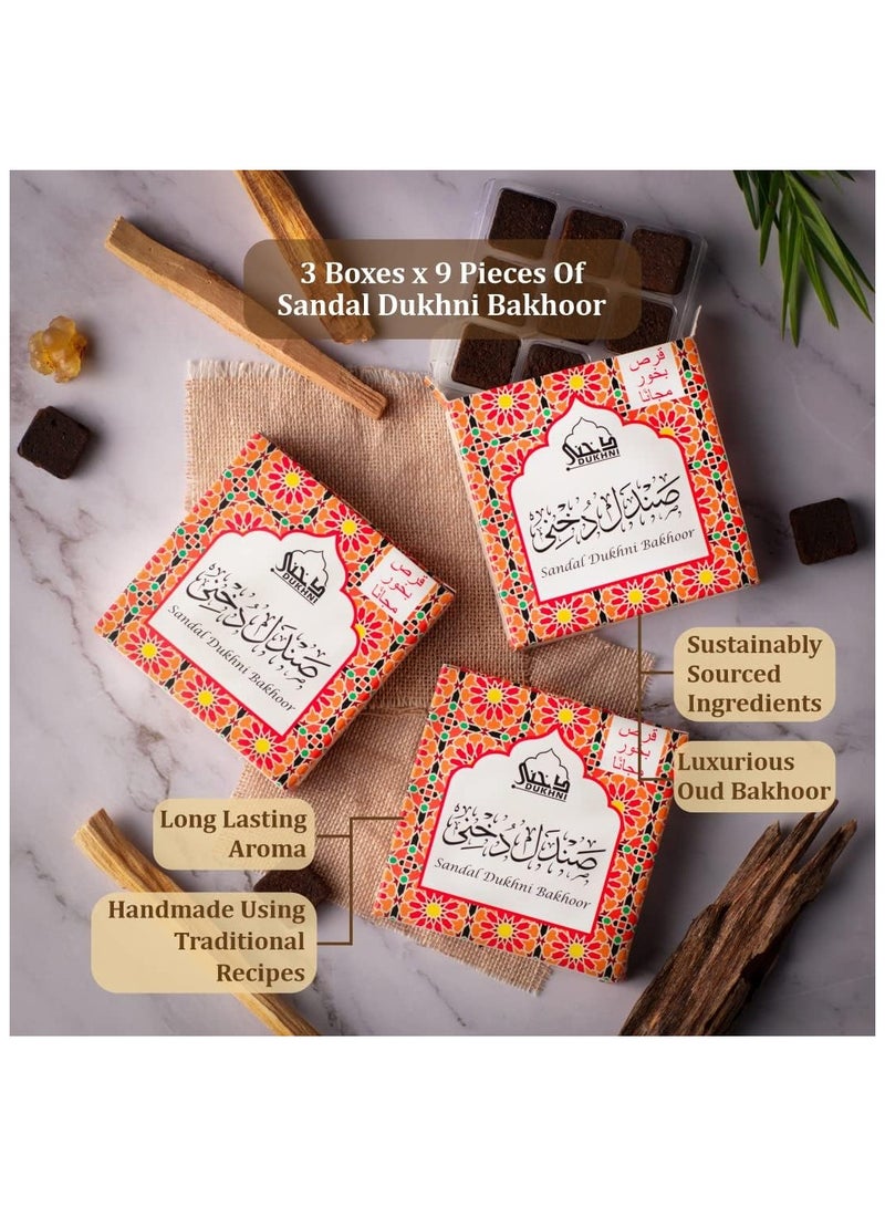 DUKHNI Dukhni Sandal Bakhoor 3 boxes x 9 Piece each | Arabic Bakhoor Incense | Sandalwood Blend | Perfect for Prayer Time | To Relax & Meditate | Handmade Traditional recipe - Image 3