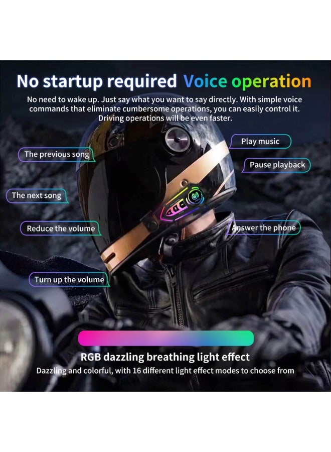 Aladeng V18 Pro Bluetooth 5.4 Motorcycle Helmet Headset with Up to 800 m Rider-to-Rider Intercom, Music Sharing, Dual Phone Connection, Voice Assistant, RGB Lights, Compatible with Full & Half Face Helmets - Image 5