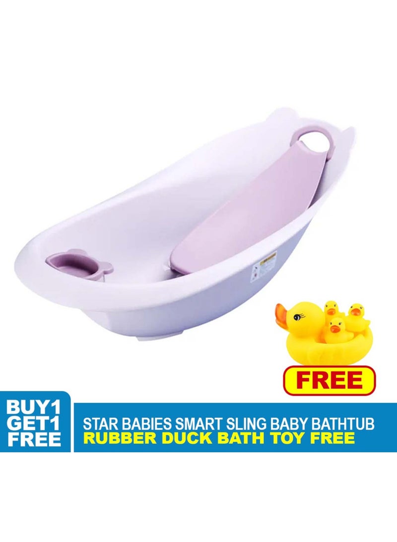 STAR BABiES Smart Sling 3-Stage Tub - Pink With Free Rubber Duck Toy Pack Of 4 Yellow - Image 2